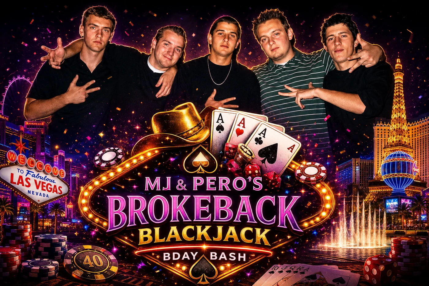 The crew. MJ & Pero's Brokeback Blackjack Bday Bash